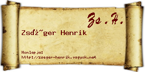 Zséger Henrik névjegykártya